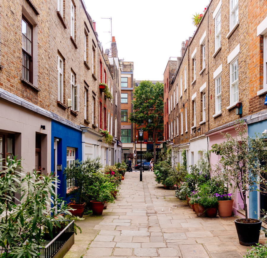 A narrow residential street